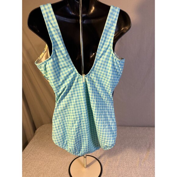 Lands End One Piece Swimsuit Bathing Suit Womens Plus Size 18W Tank Blue Floral - Picture 4 of 5